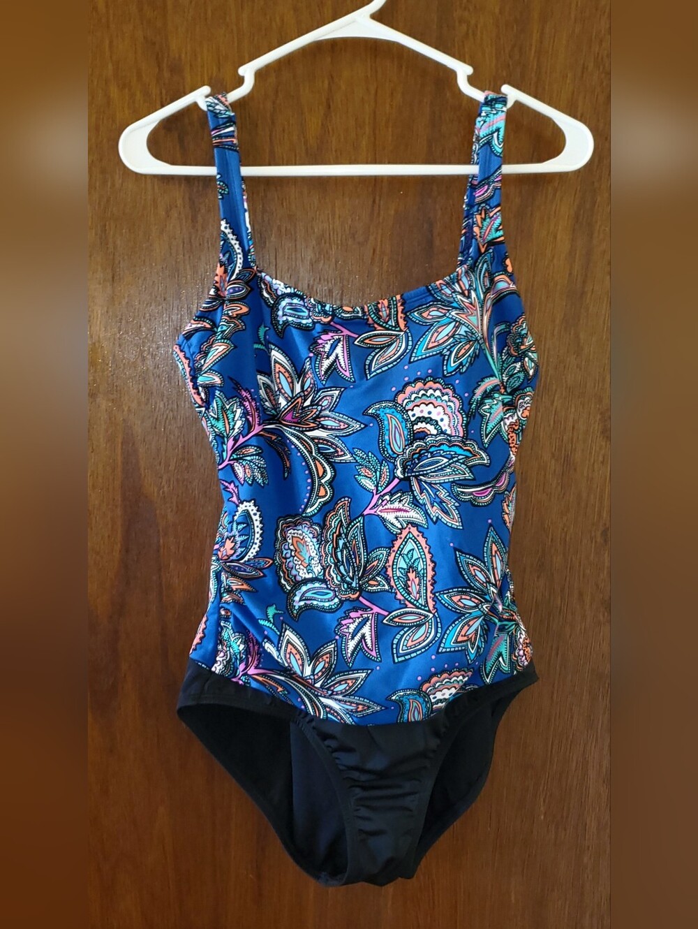 Jantzen Blue Paisley One-Piece Swimsuit Sz 10